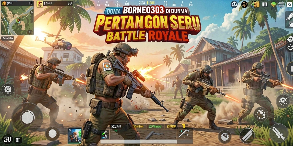 Gameplay seru di BORNEO303 dengan aksi Battle Royale yang intens.