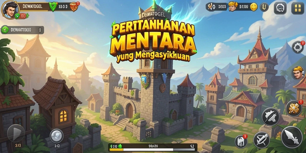 Tampilan gameplay DEWATOGEL menampilkan strategi menara yang intens.