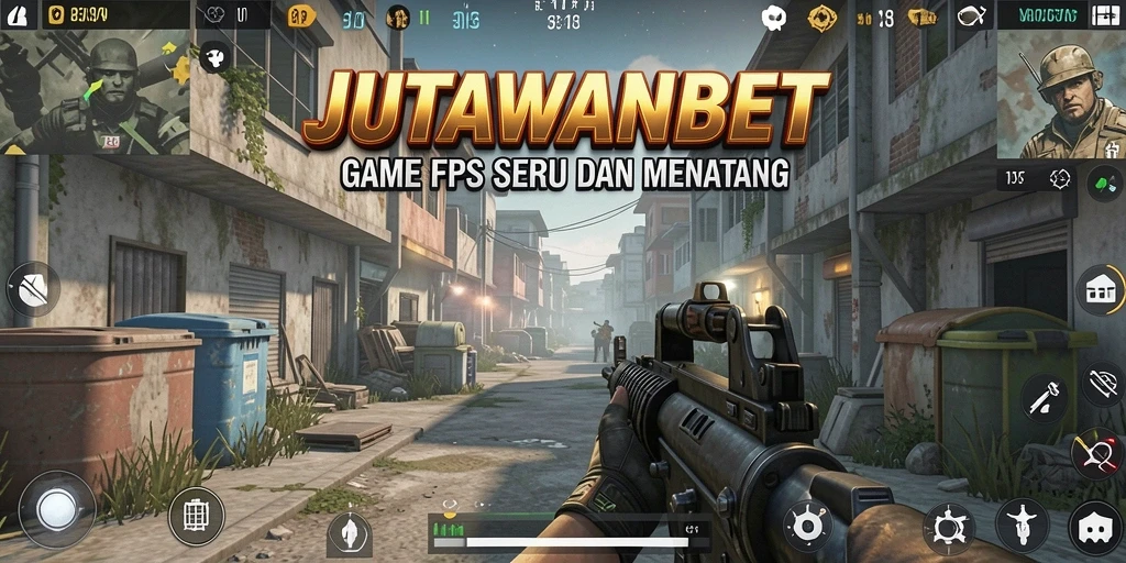 Screenshot utama JUTAWANBET menampilkan aksi tembak-menembak seru.