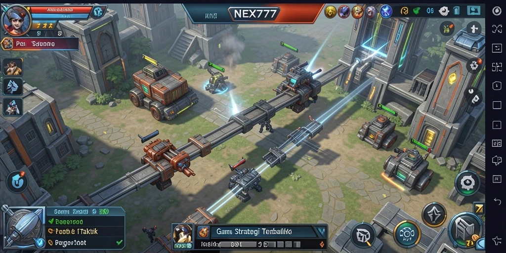 Tangkapan layar gameplay NEX777 menampilkan pertempuran strategis yang mendebarkan.