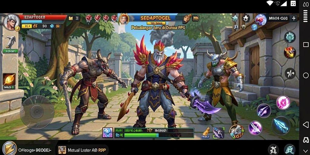 Screenshot utama SEDAPTOGEL menampilkan aksi seru dalam pertarungan RPG.